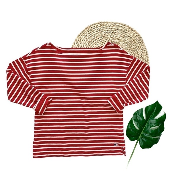 Vineyard Vines Red Off White Stripe Shirt Size Extra Small XS - Picture 4 of 15